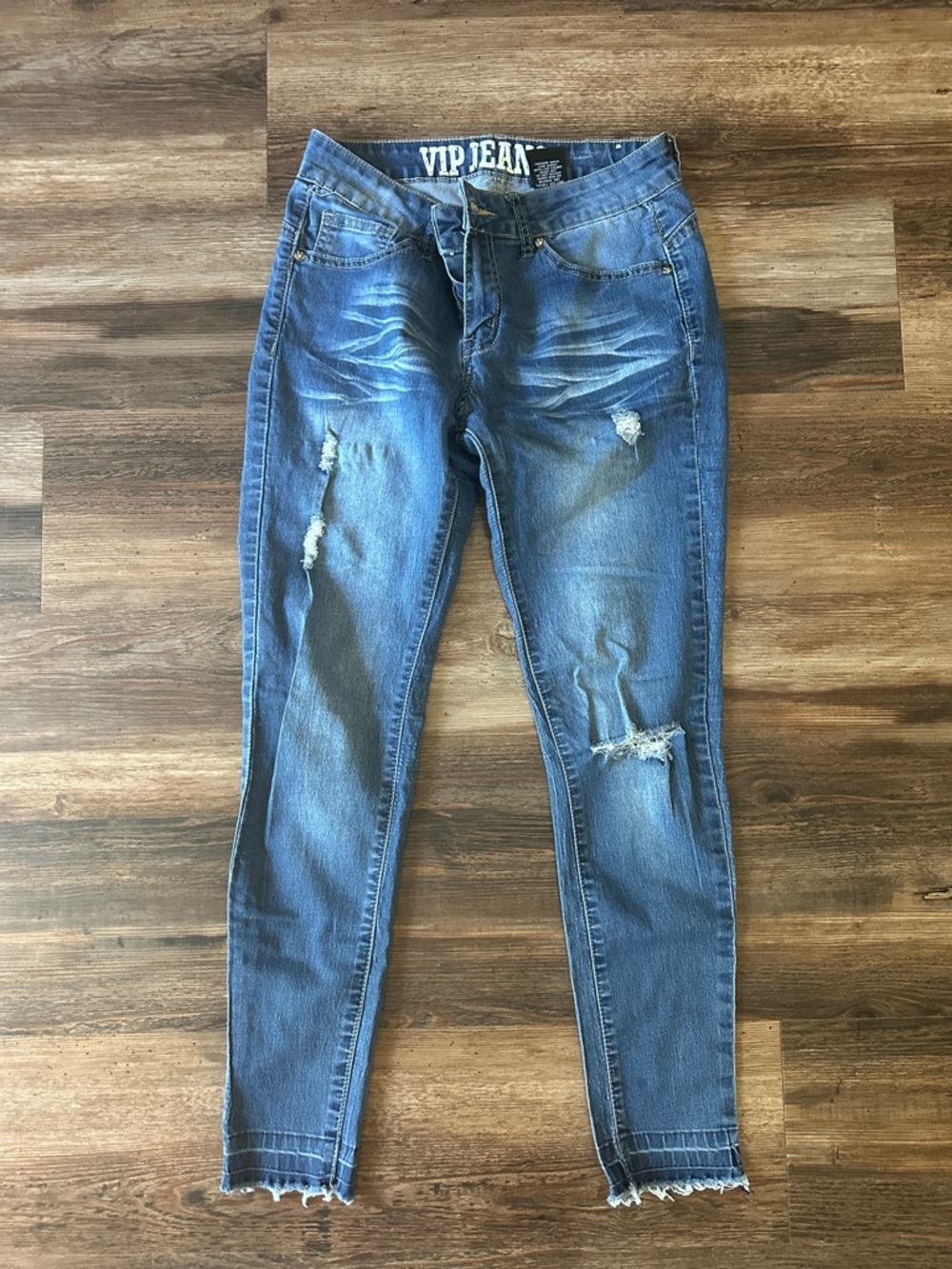 VIP Women's Blue Distressed Skinny Jeans